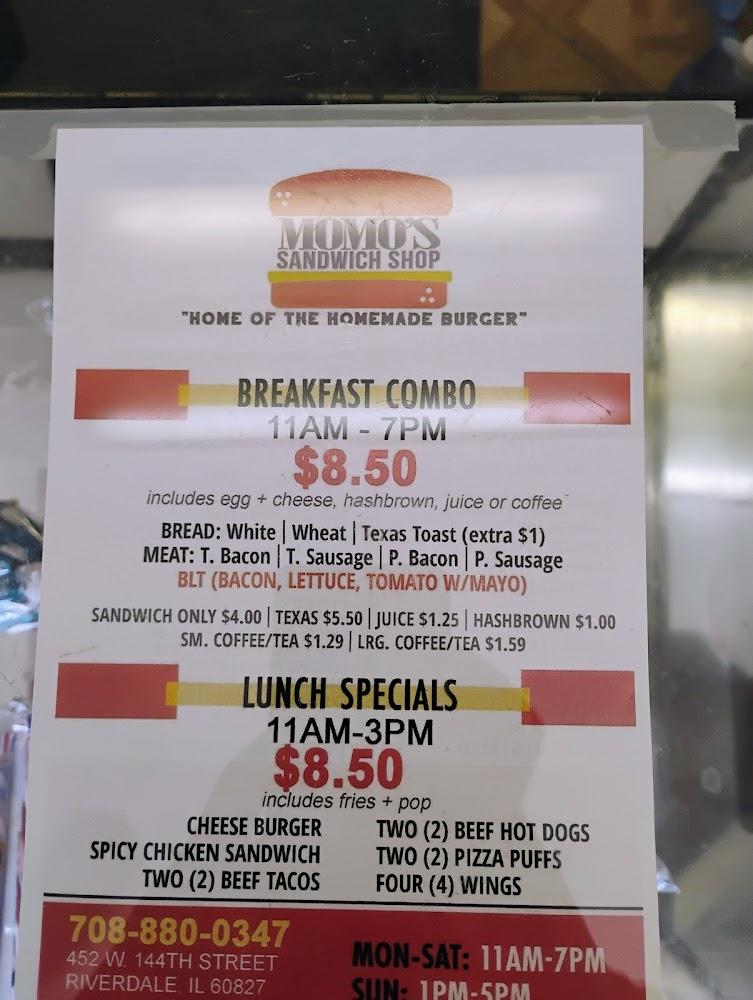 Momo's Sandwich Shop Menu image 4